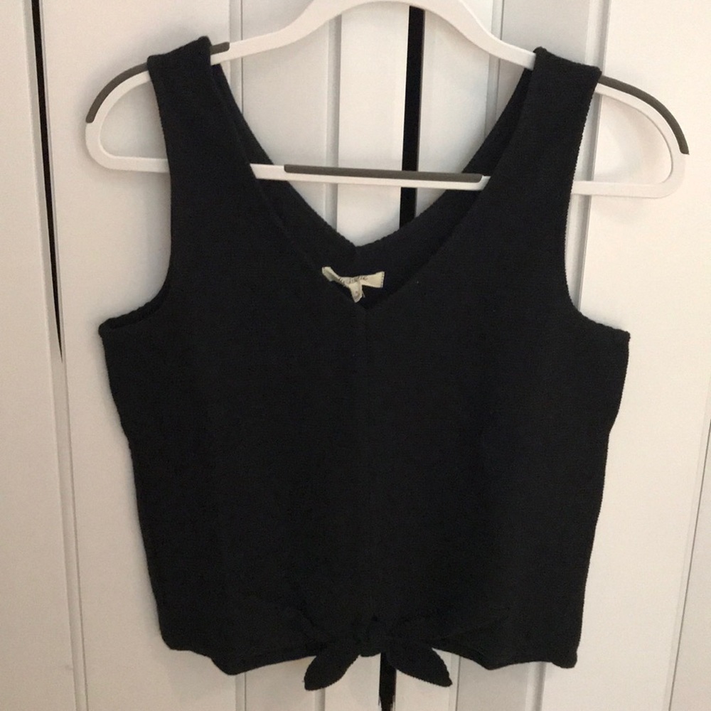 Madewell Black Front Tie Tank Top